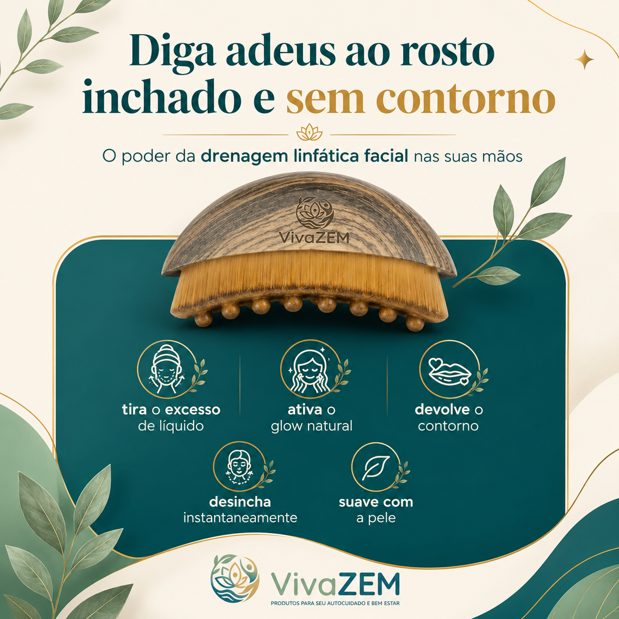DrenaFace – Escova de Drenagem Linfática Facial